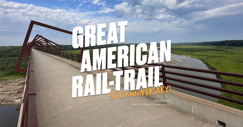 Great American Rail-Trail 5 Year Anniversary graphic by RTC