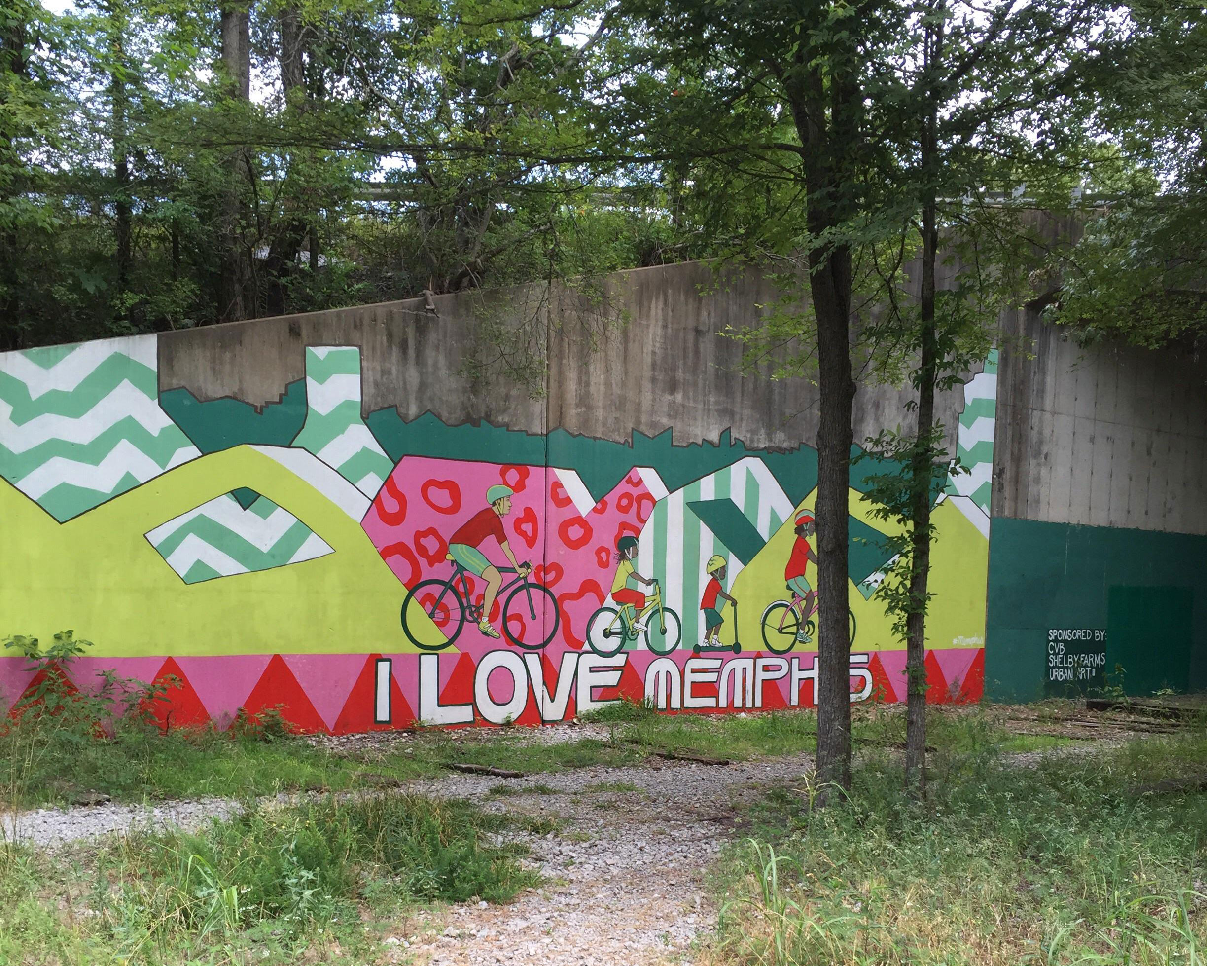 Memphis mural along the Shelby Farms Greenway | Photo courtesy TrailLink user gogojoe