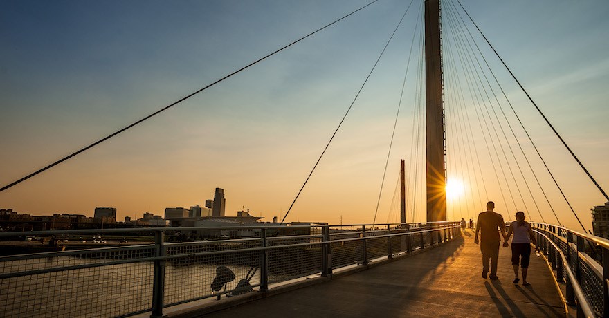 Nebraska's Bob Kerrey Pedestrian Bridge | Photo courtesy Visit Omaha