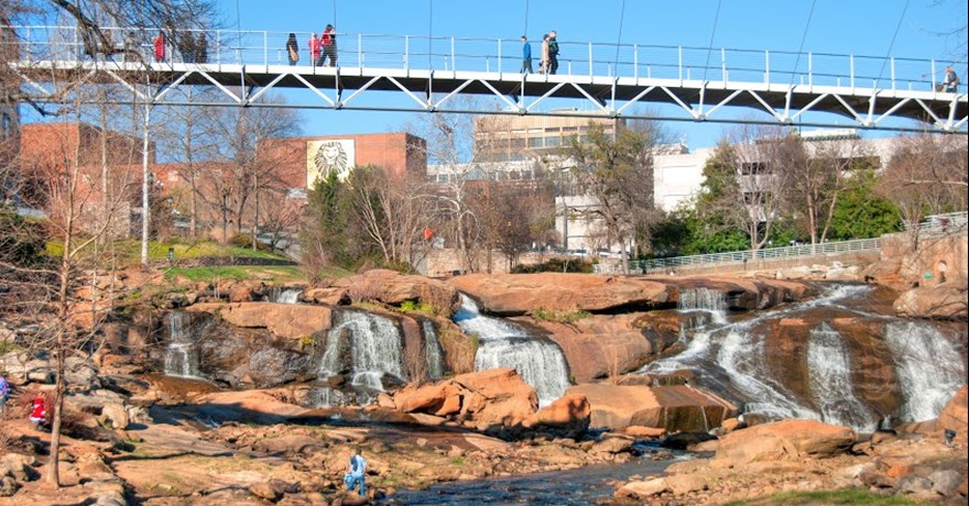 View of Liberty Bridge from the Swamp Rabbit Trail | Photo by Barry Peters