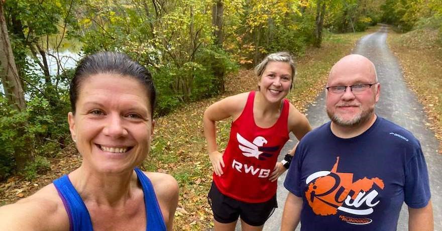 Vincent Viars and his running partners on the Mon River Trail | Courtesy Vincent Viars