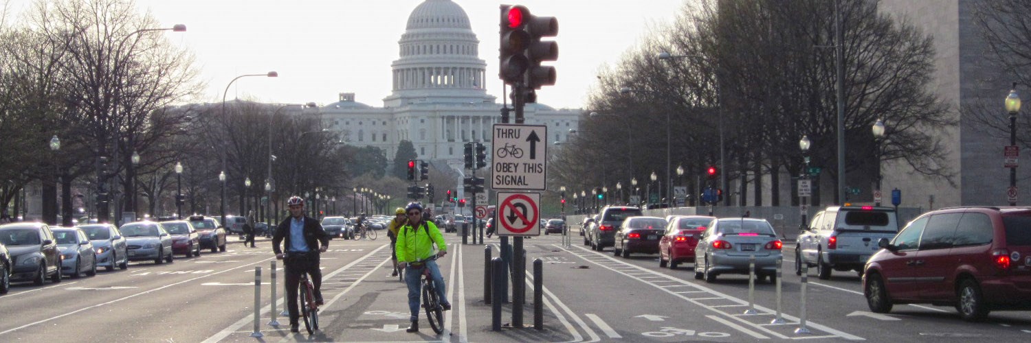 Bicyclist near Capitol Building - Photo courtesy D.C. Department of Transportation