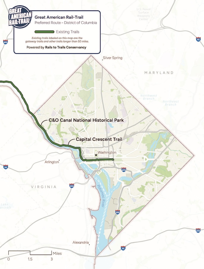 Great American Rail-Trail Route Assessment 2024 District of Columbia map