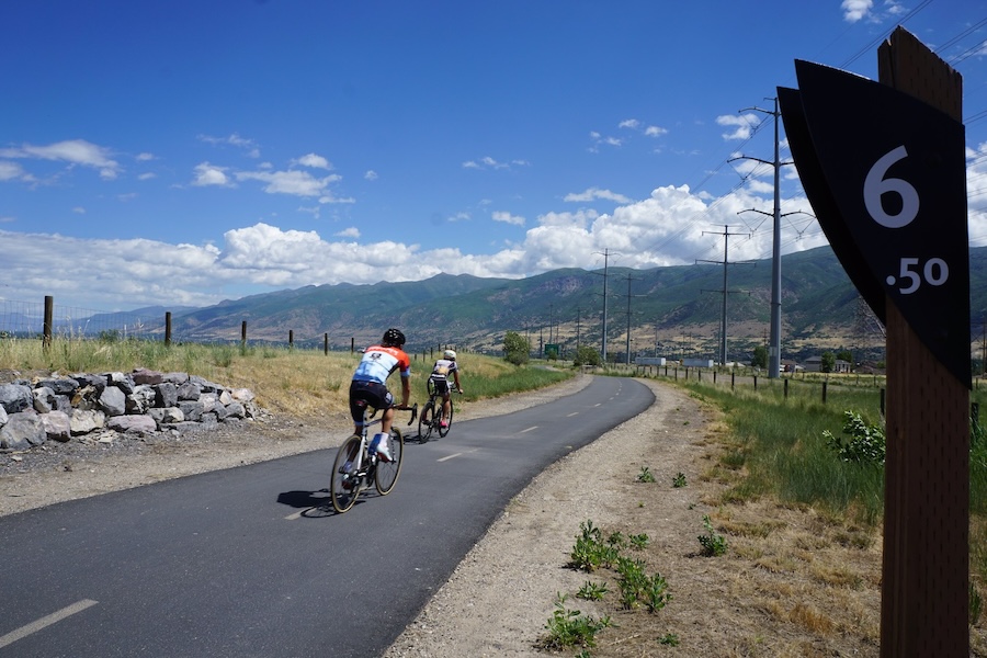 The Legacy Parkway Trail in the Salt Lake City, Utah, area features a flat, paved surface and attracts heavy cycling traffic. The trail passes through a number of suburban communities, including Woods Cross. | Photo by Cindy Barks