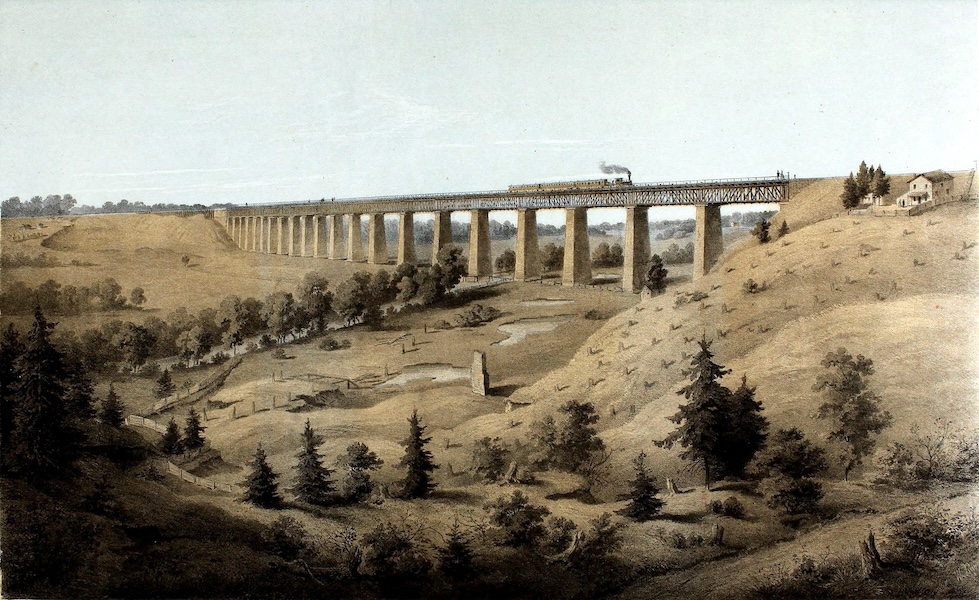 The original High Bridge from an 1858 lithograph by German artist Edward Beyer | Image courtesy the Album of Virginia; from a digital scan at the Internet Archive, Public Domain