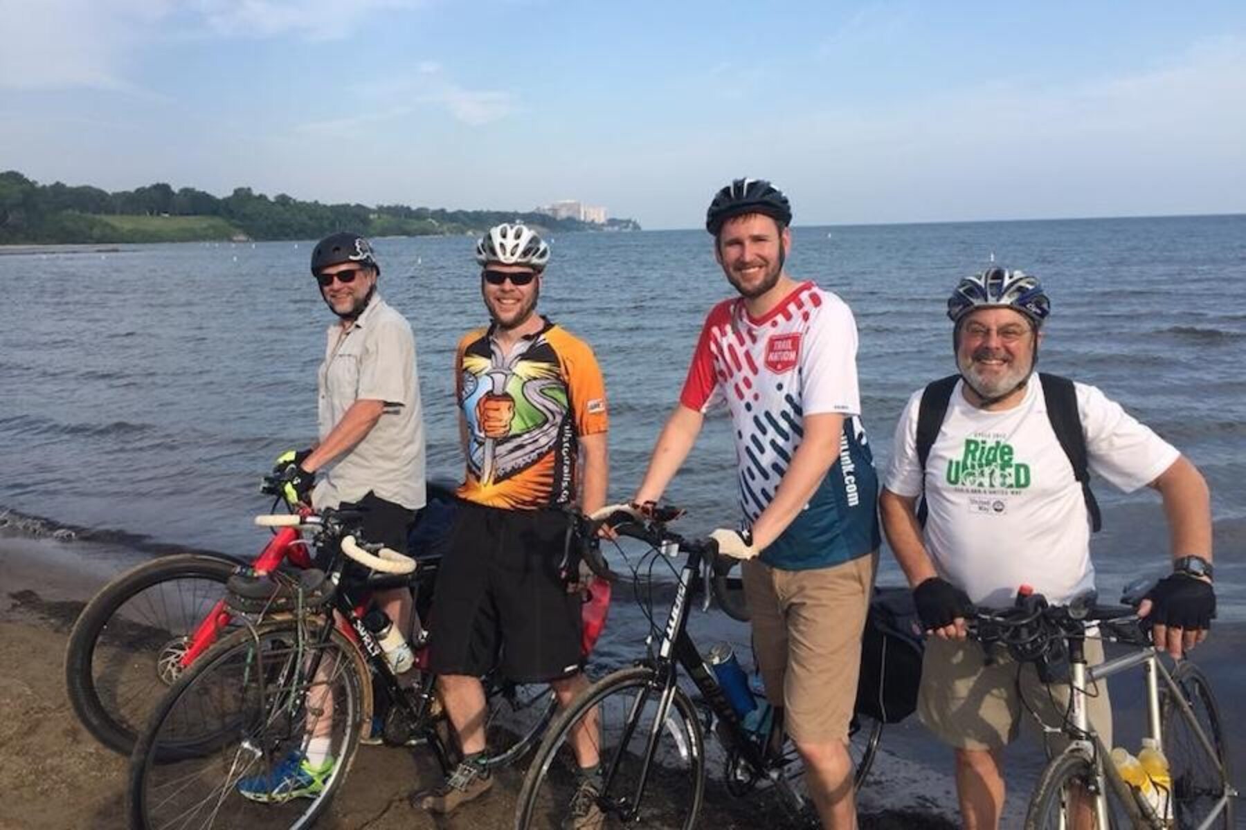 “It was a fantastic experience that really opened my eyes to the potential of a well-planned-out trail system,” said Karidis. “Pick friends to ride with who make you laugh and enjoy each moment—you are lucky.” Wille Karidis, Eric Oberg, Eli Griffen and Marty Cader ready for an adventure on the Ohio to Erie Trail | Photo by Marty Cader