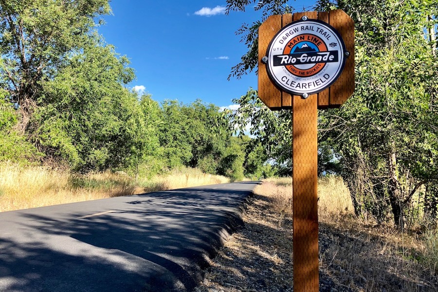 The 23.5-mile Denver and Rio Grande Western Trail runs through numerous Salt Lake City, Utah-area communities, including Clearfield, where it passes through wooded neighborhoods. The rail-trail also travels through Farmington, Kaysville, Layton and Clinton. | Photo by Cindy Barks