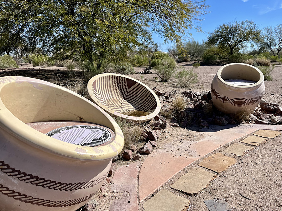 Julian Wash Archaeological Park, located along Tucson’s 12th Avenue, features examples of the pottery that was created by the Hohokam people who once occupied the area. The archaeological park serves as a trailhead for the Julian Wash Greenway. | Photo by Cindy Barks