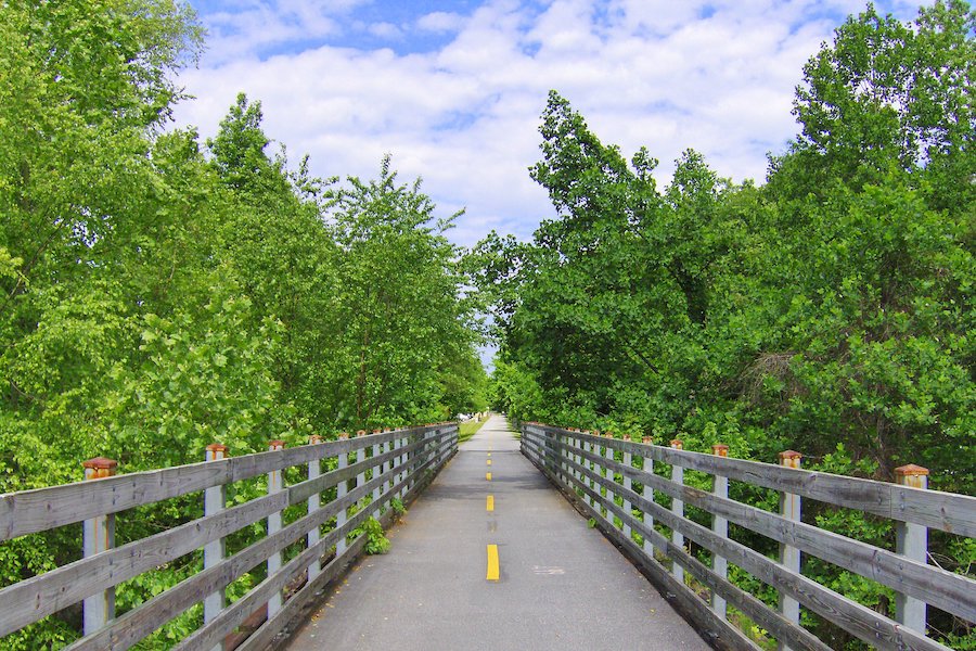 Georgia’s Silver Comet Trail runs nearly 62 miles from Smyrna, on the outskirts of Atlanta, to the state line. Highlights include several railroad relics: the Pumpkinvine Creek Trestle, Brushy Mountain Tunnel and a restored depot. Photo by Seth Holladay.