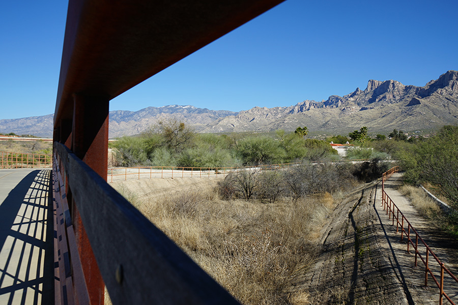 Views of the Santa Catalina Mountains are front and center along much of the Cañada del Oro River Park Trail, which runs northeast from the Santa Cruz River Park Trail at I-10 in Marana to East Tangerine Road in Oro Valley. | Photo by Cindy Barks