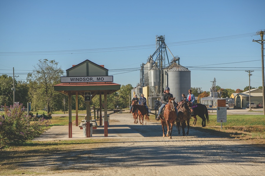 Equestrians in Windsor, Missouri, a hub for both the Rock Island Trail and the Katy Trail | Photo courtesy Missouri State Parks
