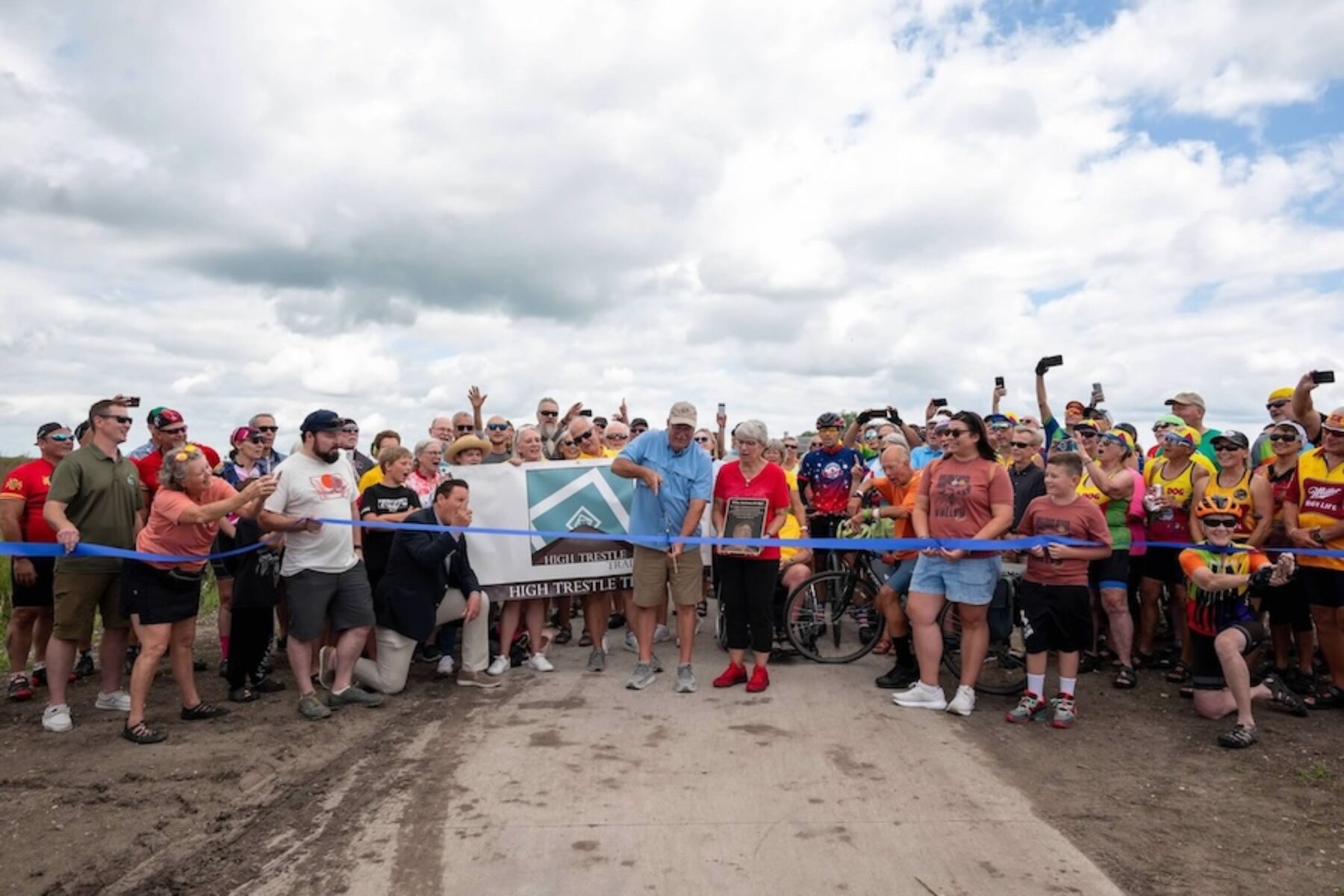 Ribbon cutting of Iowa's High Trestle Trail to Raccoon River Valley Trail Connector | Photo courtesy of Iowa Bicycle Coalition