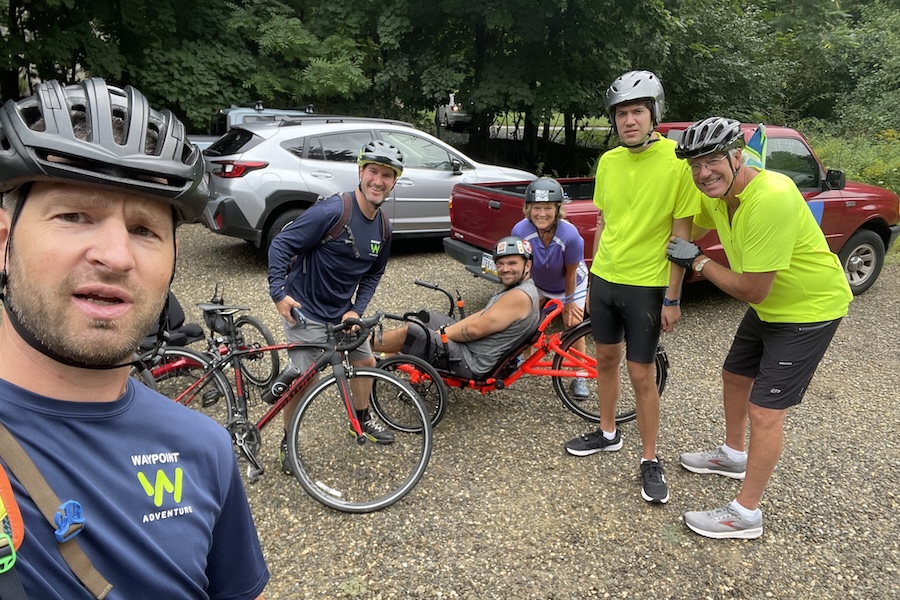 Jack and Monica Perme (center) with Waypoint Adventure staff, who provide sports adventures for people with disabilities | Photo courtesy Monica Perme