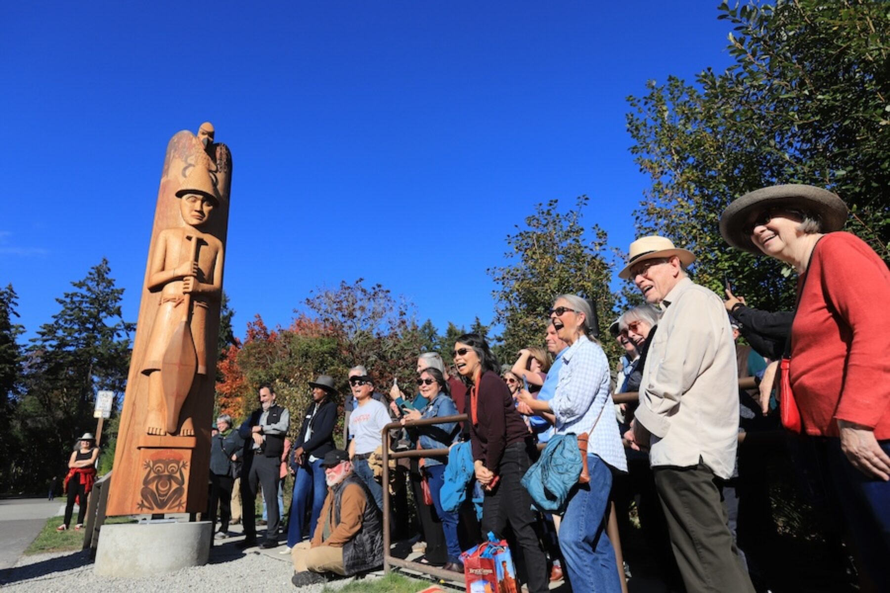 Bainbridge Island's welcome pole dedication ceremony | Photo courtesy Bainbridge Island Parks & Trails Foundation