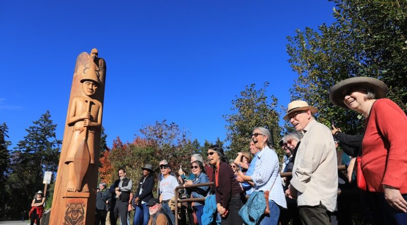 Bainbridge Island's welcome pole dedication ceremony | Photo courtesy Bainbridge Island Parks & Trails Foundation