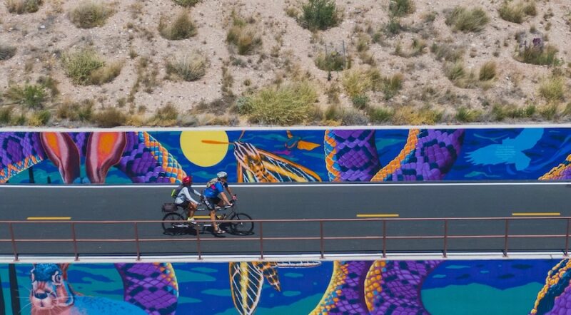 Rillito River Park Trail's Tracks and Trails mural | Photo Courtesy Pima County Public Art