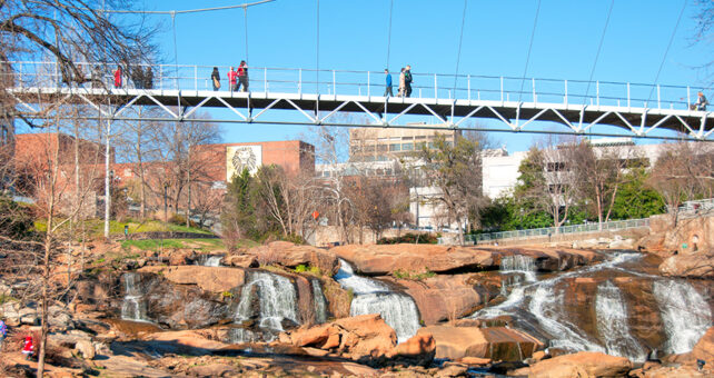 View of Liberty Bridge from the Swamp Rabbit Trail in Greenville, South Carolina | Photo by Barry Peters